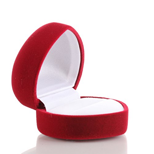 Autiga Edles Ring-Etui in Herz-Form aus rotem Samt für Verlobung und Valentinstagsgeschenke rot