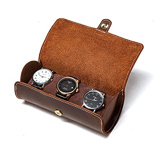 Uhrenbox - Uhrenrolle,3 Steckplätze Uhrenaufbewahrung, Echtleder Uhrenkasten Uhren Zubehör Geschenk