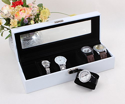 Leder Uhrenkoffer für 6 Uhren Uhrenbox Schaukasten Uhrenkasten Uhrenvitrine Uhrenschatulle