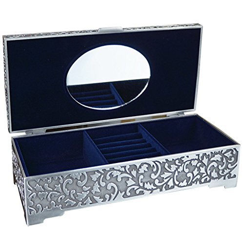 Unendlich U Klassisch Titan Apollo Rose Gravur Antiken Silbern Damen Metall Legierung Schmuckkoffer Schmuckkasten Schmuckkästchen Groß
