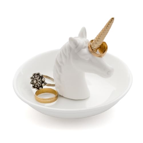 balvi Unicorn Ringhalter aus Keramik mit Ablagefläche für Ringe und Schmuck Aus Keramik hergestellt