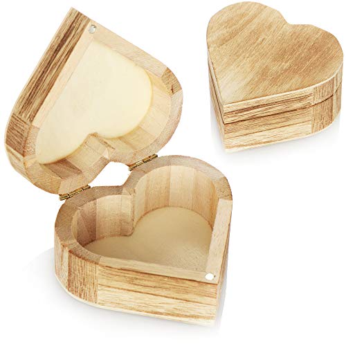 com-four® 2X Holz Schatulle in Herzform - Holzbox Schmuckkästchen - kleine Holzkiste mit Deckel - dekorative Schmuckschachtel - Holzschachtel (2 Stück - Herz)